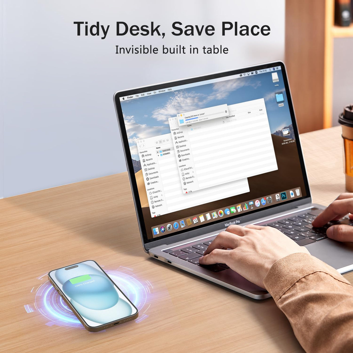 15W Magnetic Wireless Charger Desk Mount Recessed Qi Charging Pad