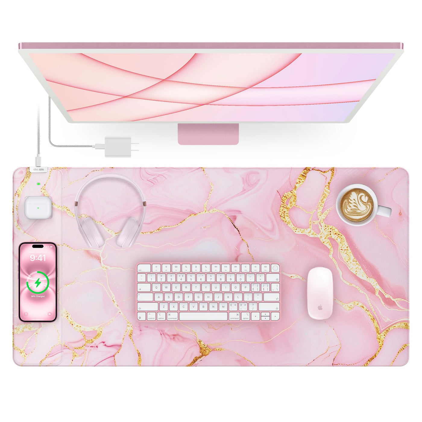 15W Wireless Charging Mouse Pad Large Non Slip Gaming Desk Mat