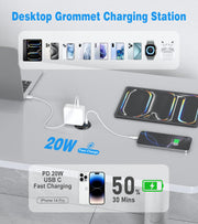 Recessed Desk Power Grommet with 1 AC Outlet and 2 USB Ports