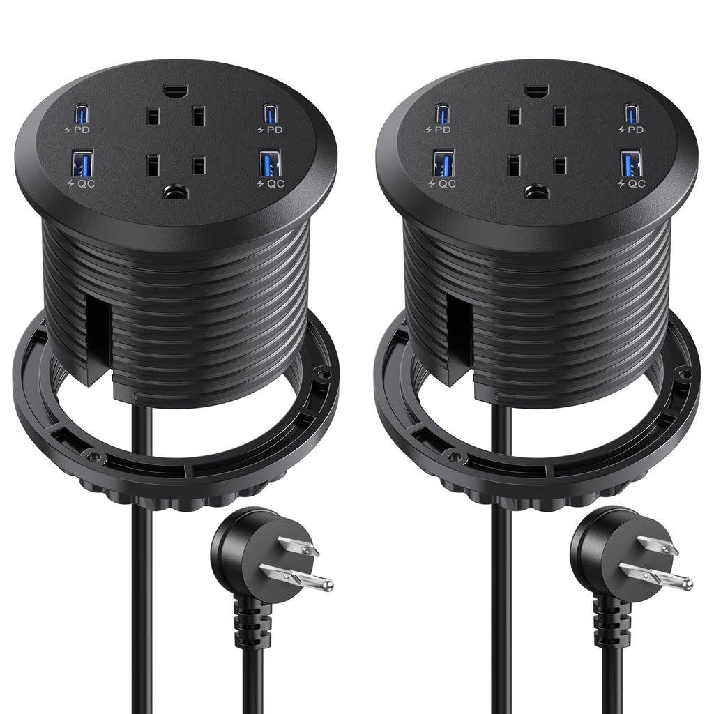 3 Inch Flush Mount Desktop Power Grommet USB C 2 AC Outlets