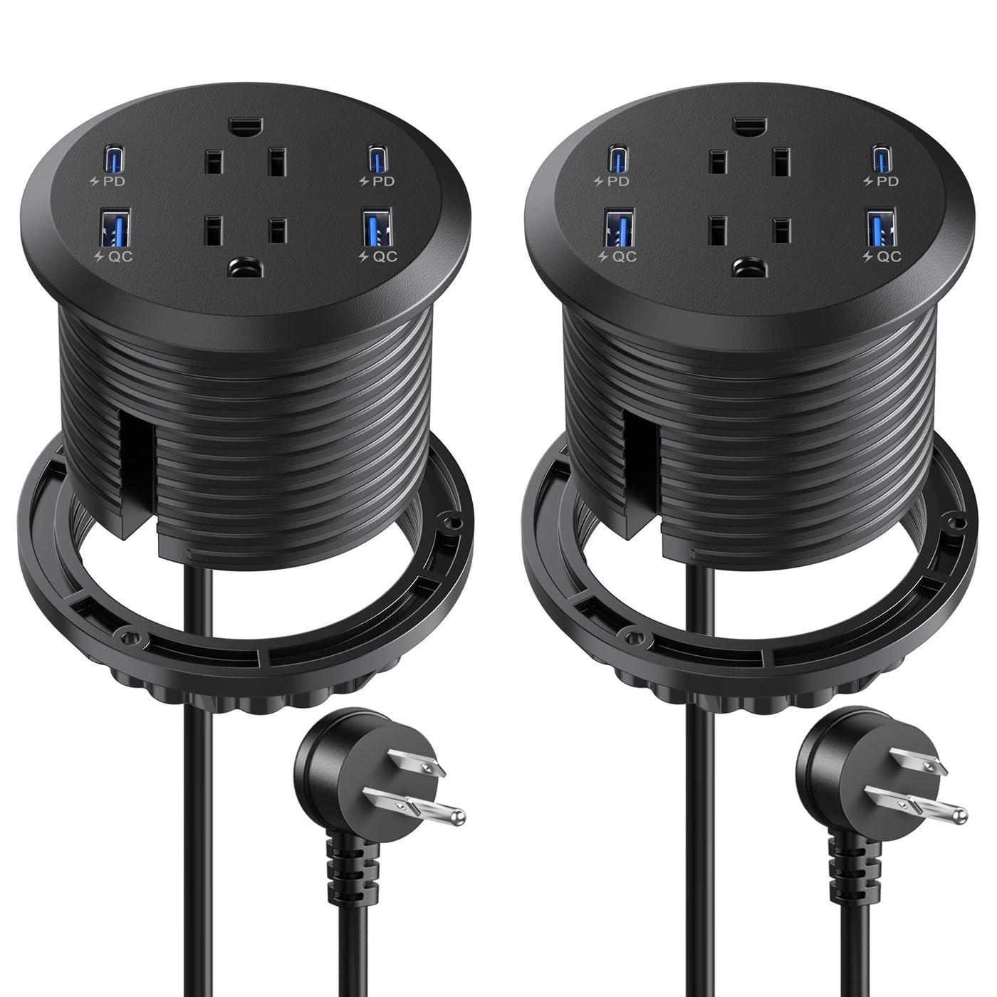 3 Inch Flush Mount Desktop Power Grommet USB C 2 AC Outlets