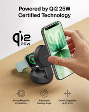 3 in 1 Qi2 25W Magnetic Wireless Charging Station with Cooling Fan