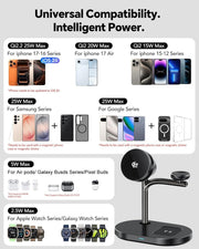Qi2 25W 3 in 1 Magnetic Wireless Charging Station with Active Cooling