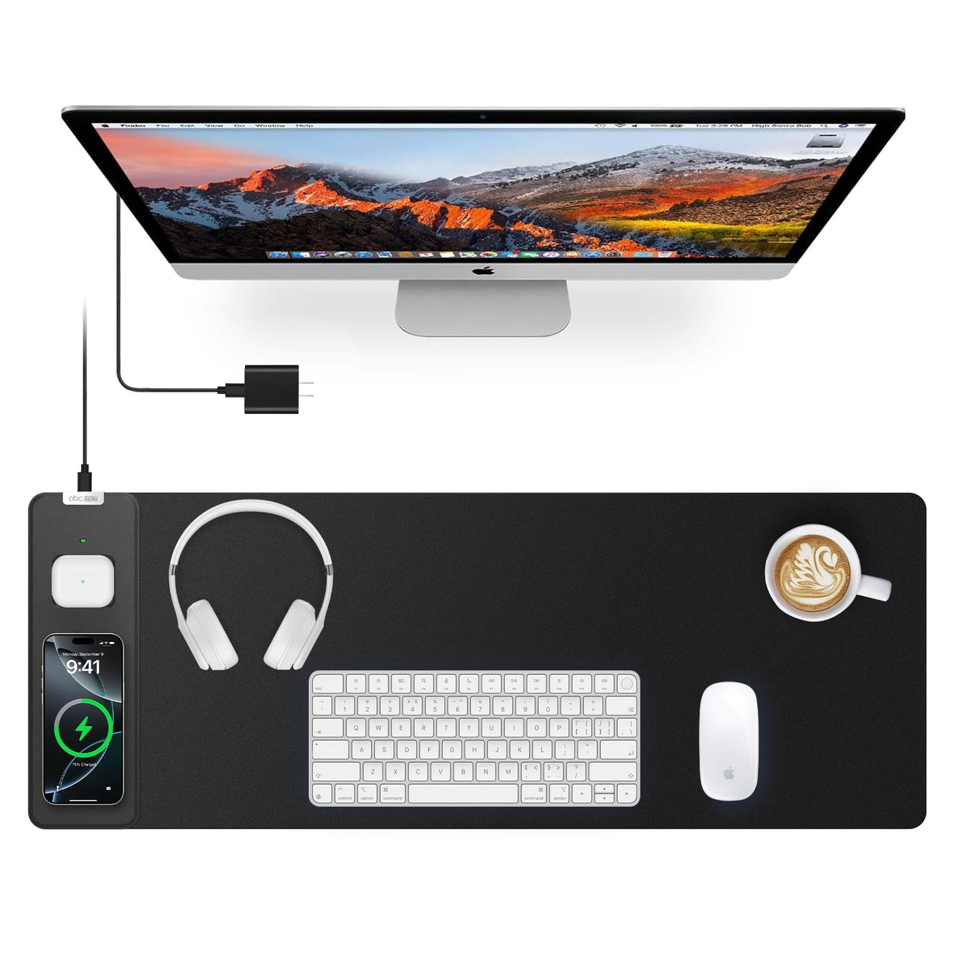 15W Wireless Charging Mouse Pad Large Non Slip Gaming Desk Mat