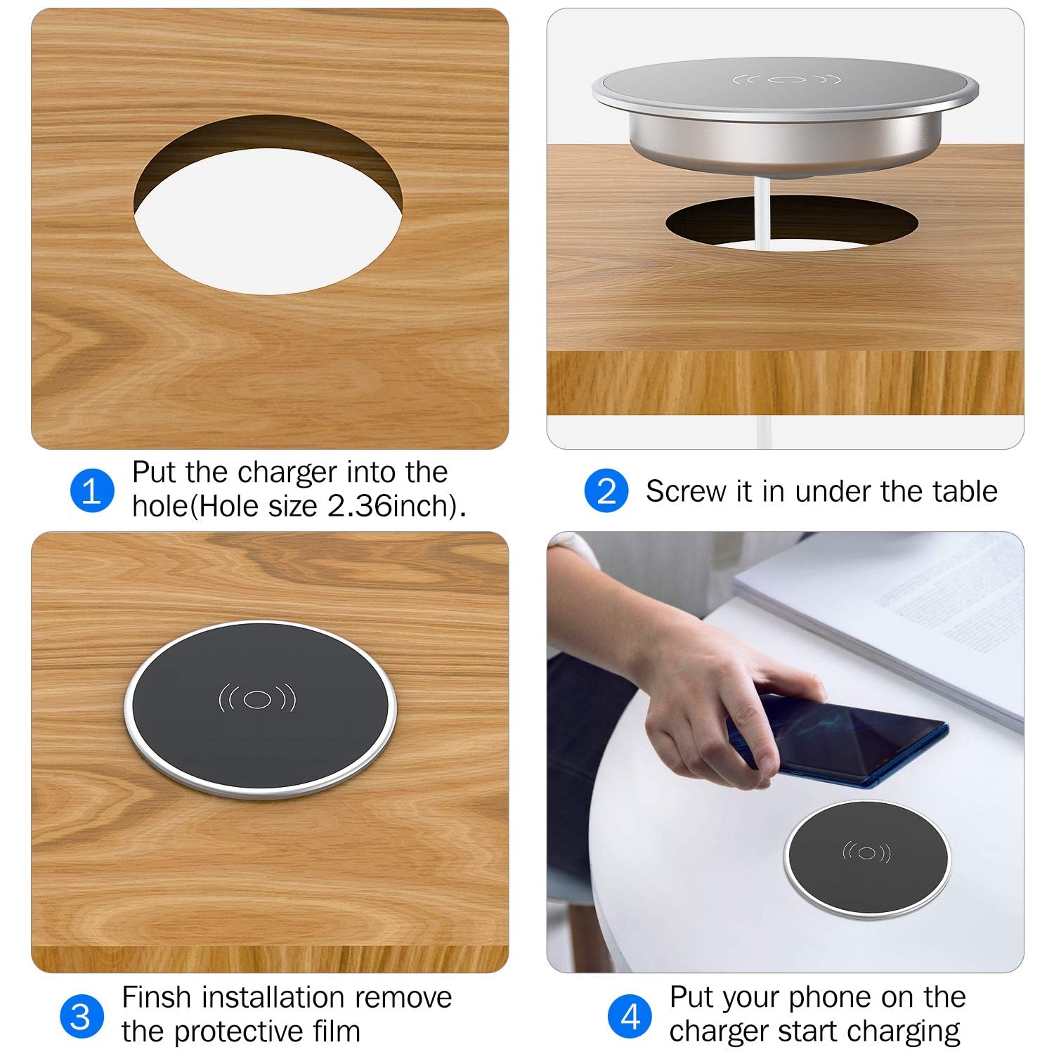 10W Qi Fast Wireless Charging Pad Minimalist Charger for Devices