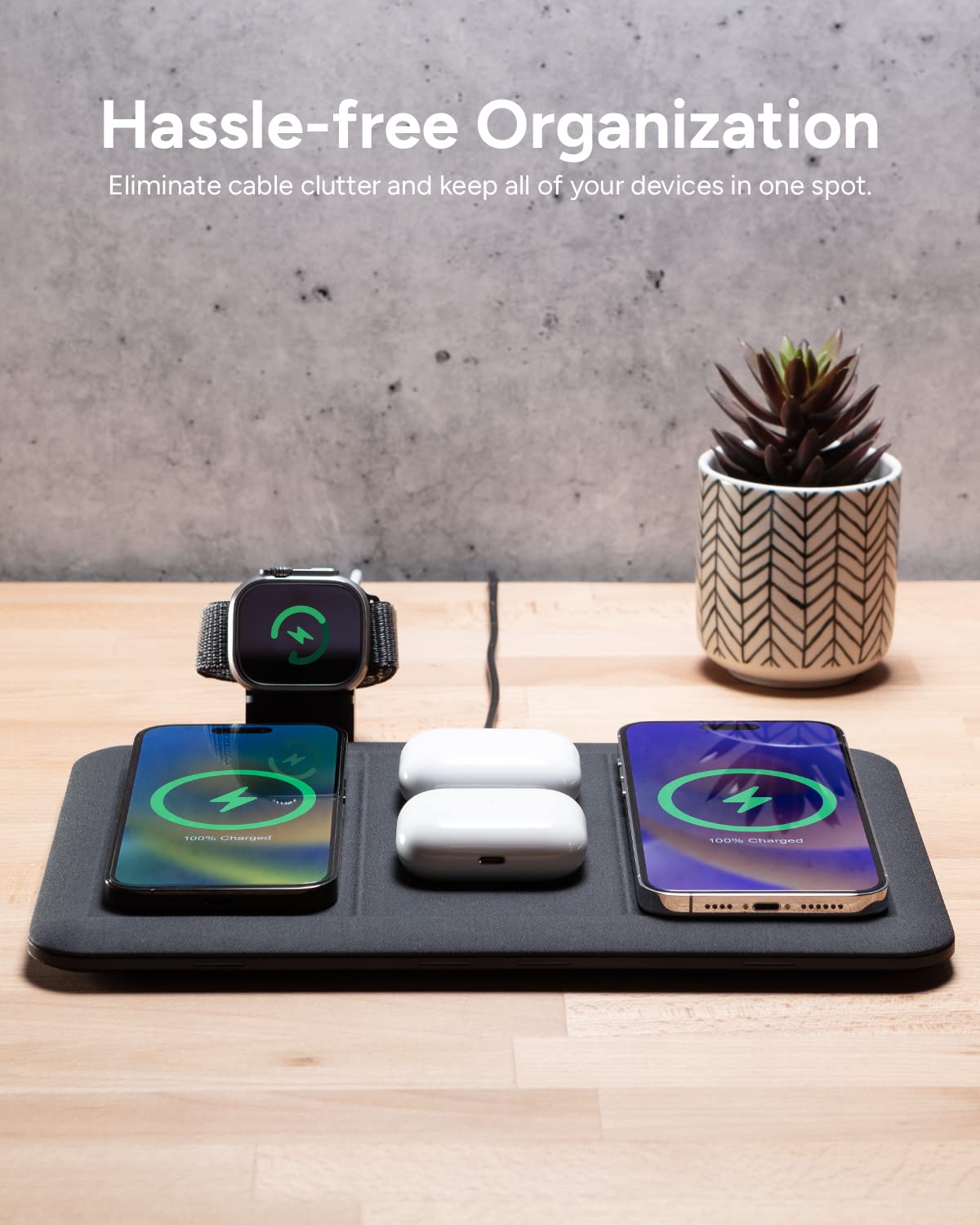 4 in 1 Wireless Charging Mat with Watch Stand and USB A Port