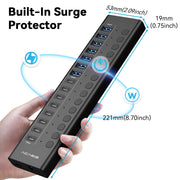 16 Port Powered USB 3.2 Hub 8 USB C 8 USB A with 96W Adapter