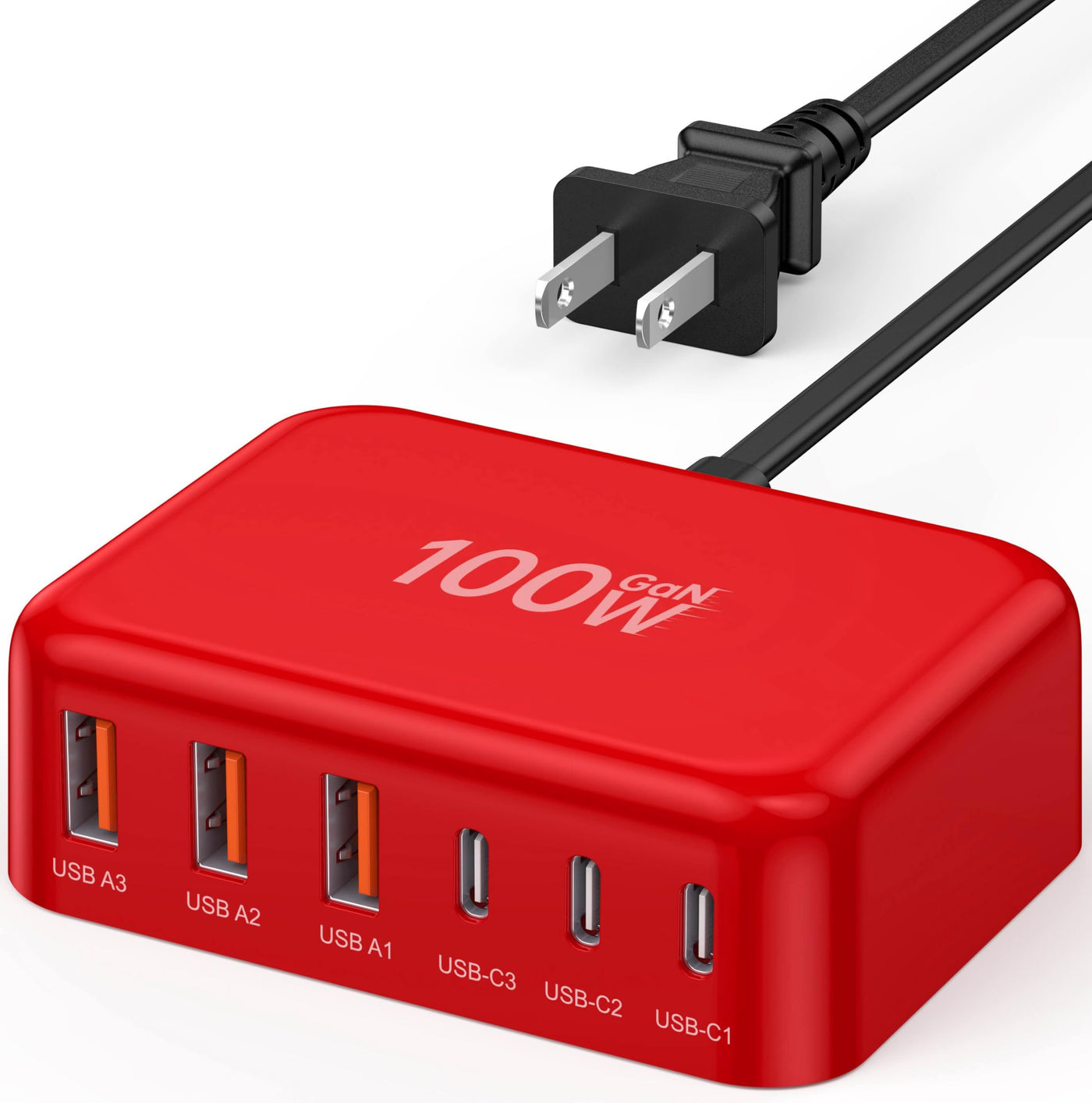 100W GaN 6 Port USB C Fast Charging Station Cube Wall Charger