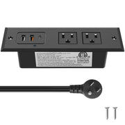 20W USB C Recessed Power Strip Desk Outlet with USB A Flat Plug