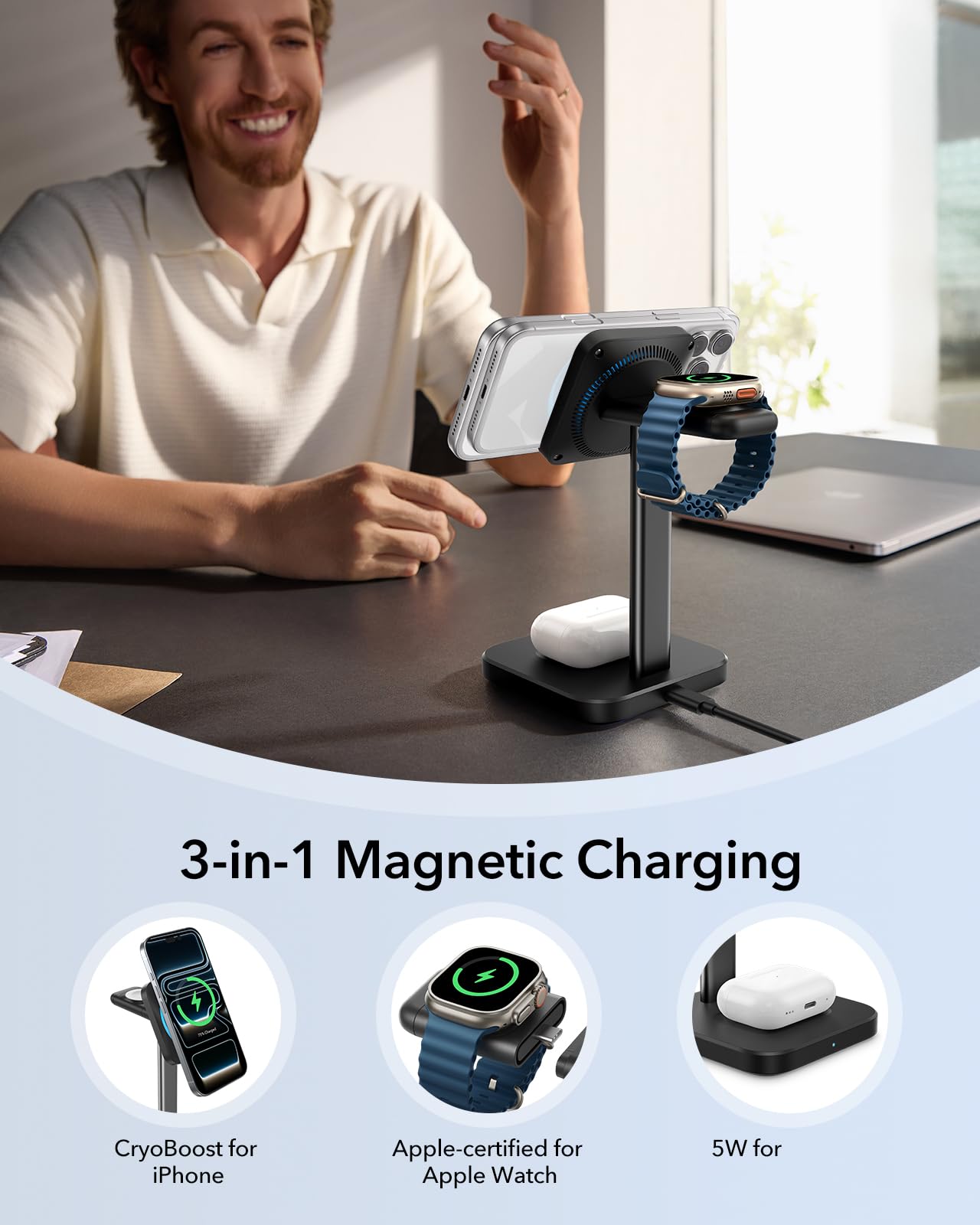 3 in 1 Magnetic Wireless Charging Stand