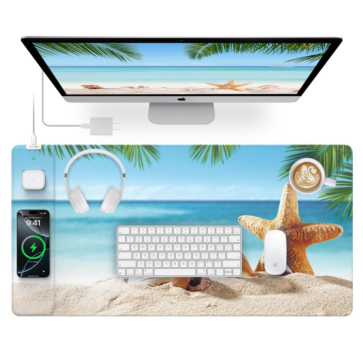 15W Wireless Charging Mouse Pad Large Non Slip Gaming Desk Mat
