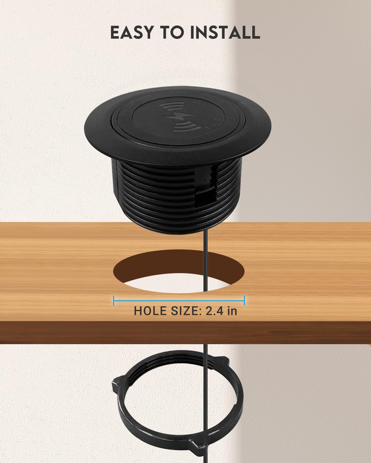 15W Pop Up Retractable Desktop Wireless Charger USB A USB C Ports