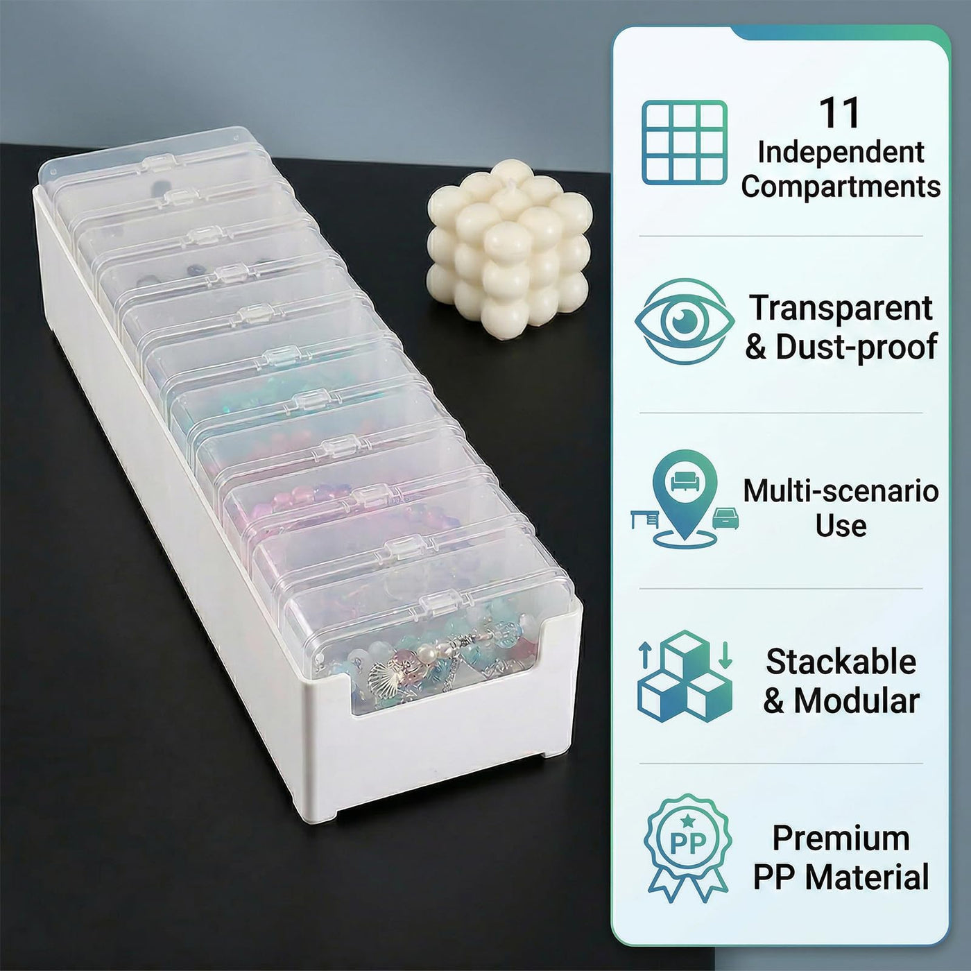 2 Pack Cable Organizer Box with 22 Mini Clear Cord Storage Cases