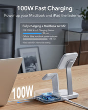 100W 6 in 1 GaN Magnetic Wireless Charging Station for Phone Watch Earbuds