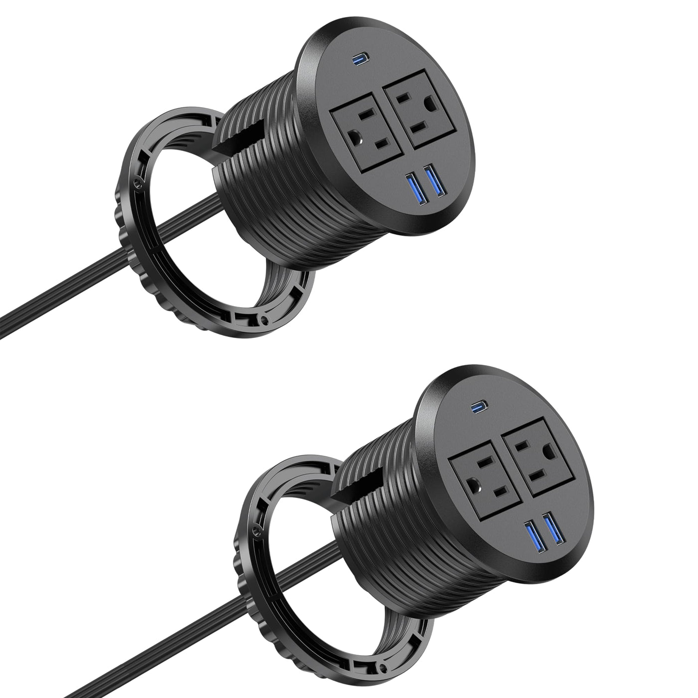 3 Inch Flush Mount Desktop Power Grommet USB C 2 AC Outlets