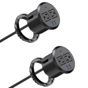 3 Inch Flush Mount Desktop Power Grommet USB C 2 AC Outlets