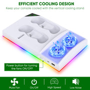 RGB Cooling Fan Stand Dual Controller Charging Station Rechargeable Battery