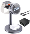 3 in 1 Qi2 25W Magnetic Charging Station with Active Cooling 65W Adapter