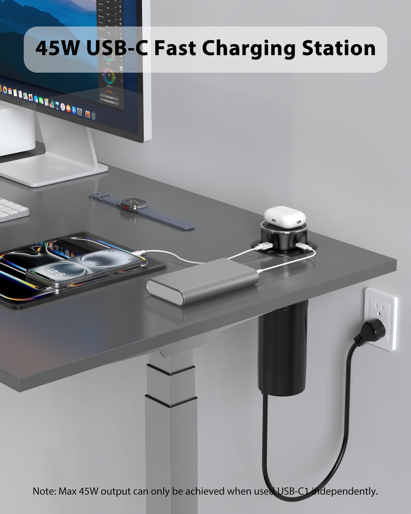 15W Wireless Charging Motorized Pop Up Countertop Receptacle
