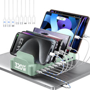 320W 10 Port USB C Fast Charging Station Organizer Dock