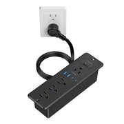 65W USB C Recessed Power Strip Desktop 4 AC Outlet PD GaN Charger