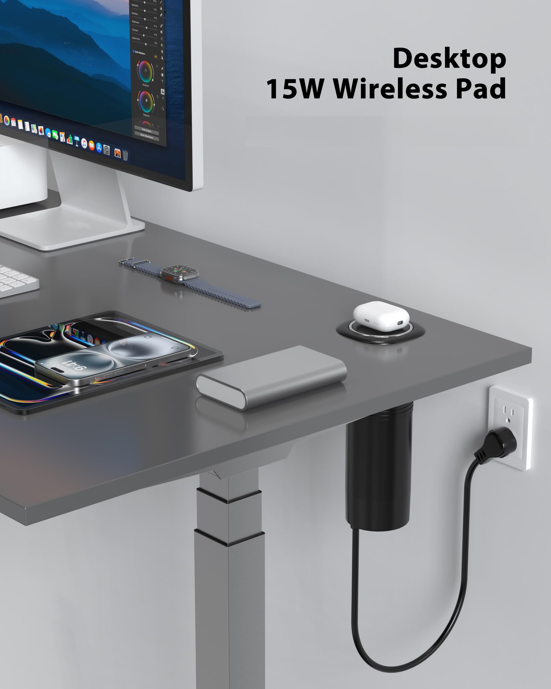 15W Wireless Charging Motorized Pop Up Countertop Receptacle