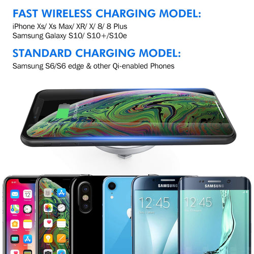 10W Qi Fast Wireless Charging Pad Minimalist Charger for Devices