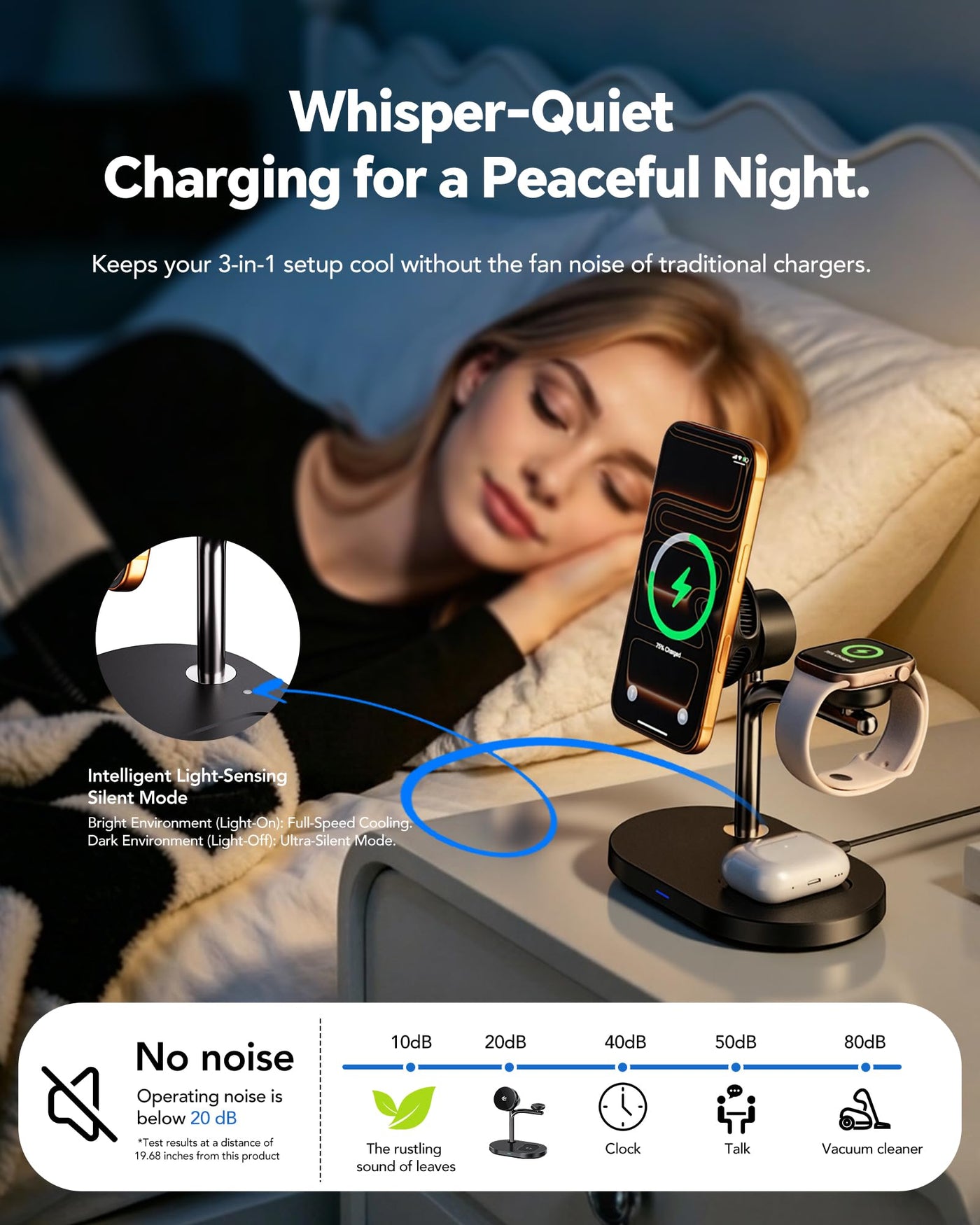 Qi2 25W 3 in 1 Magnetic Wireless Charging Station with Active Cooling