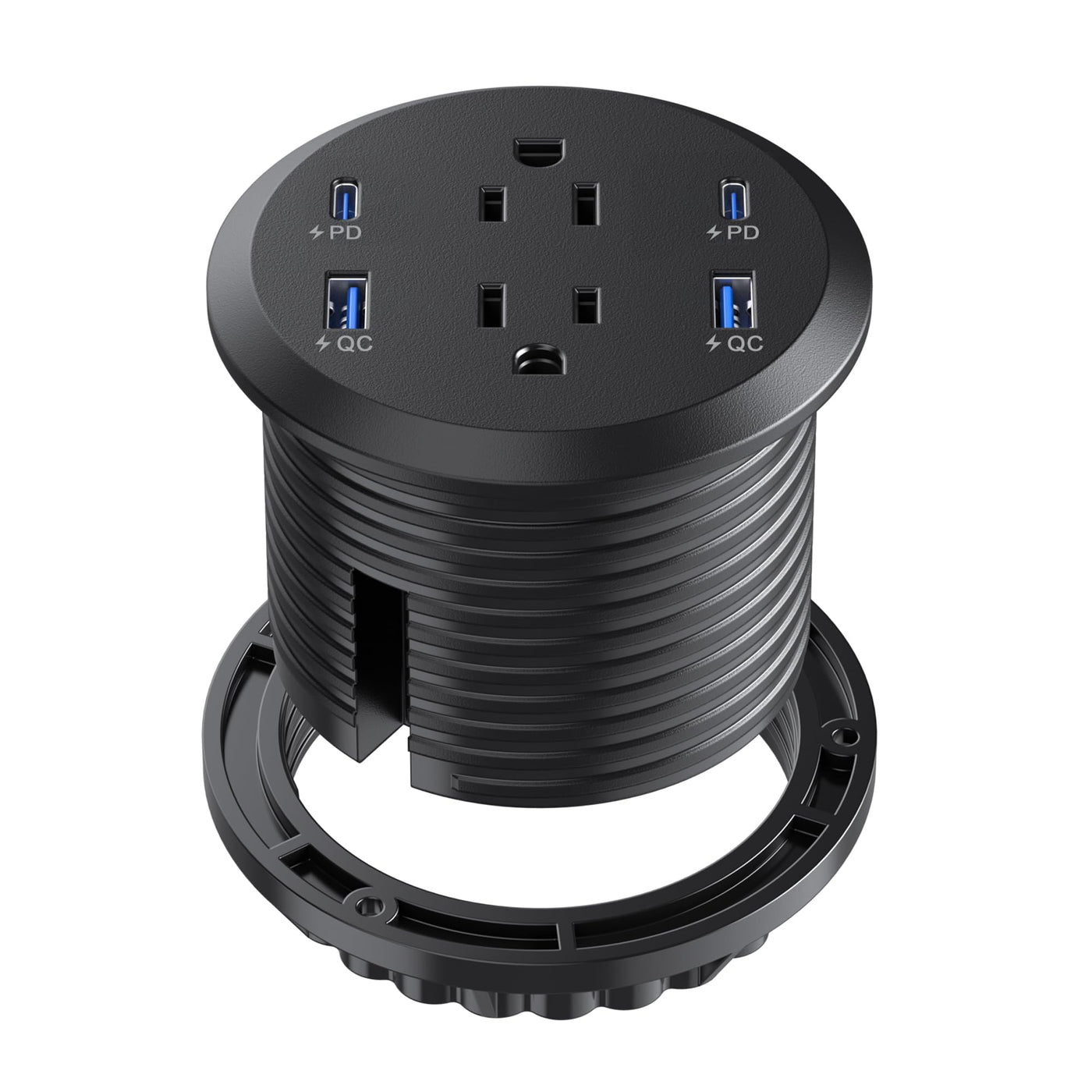 3 Inch Flush Mount Desktop Power Grommet USB C 2 AC Outlets
