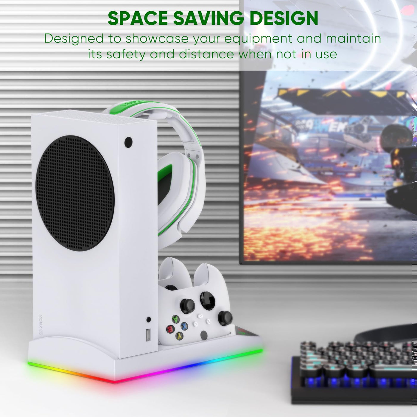 RGB Cooling Fan Stand Dual Controller Charging Station Rechargeable Battery