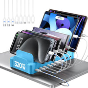 320W 10 Port USB C Fast Charging Station Organizer Dock