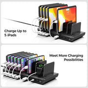 USB Charging Dock Station Organizer with Adjustable Dividers