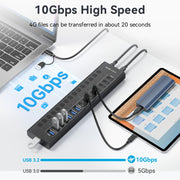 16 Port Powered USB 3.2 Hub 8 USB C 8 USB A with 96W Adapter