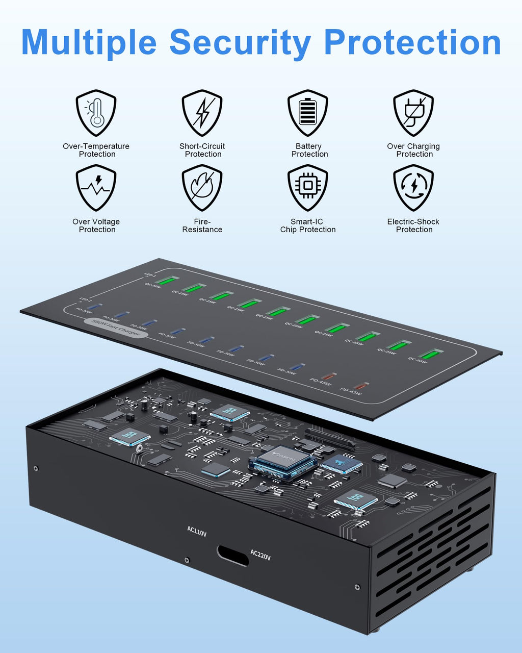 20 Port USB C Charging Station PD 100W Fast Charger