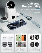 3 in 1 Qi2 Rotating Magnetic Wireless Charging Stand for Phone Watch Earbuds