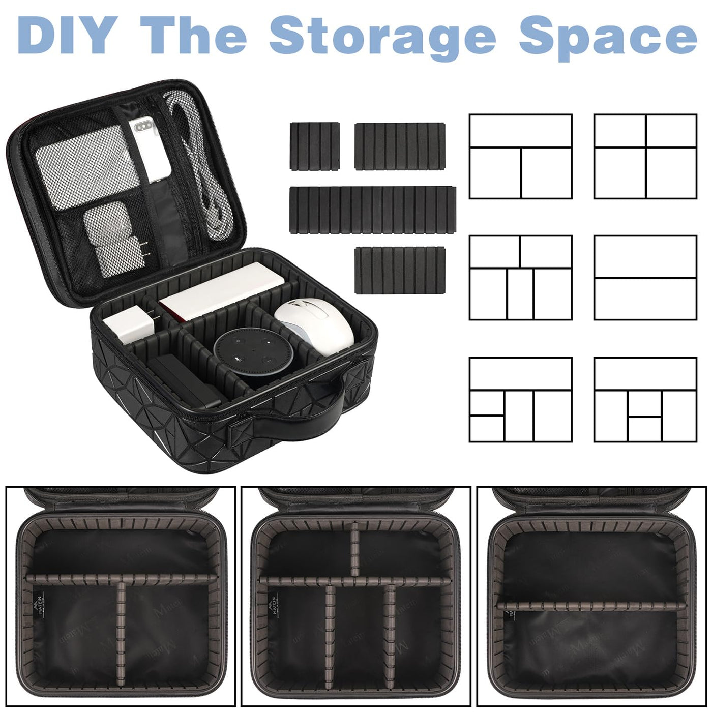Waterproof Travel Electronic Organizer Bag with Adjustable Divider