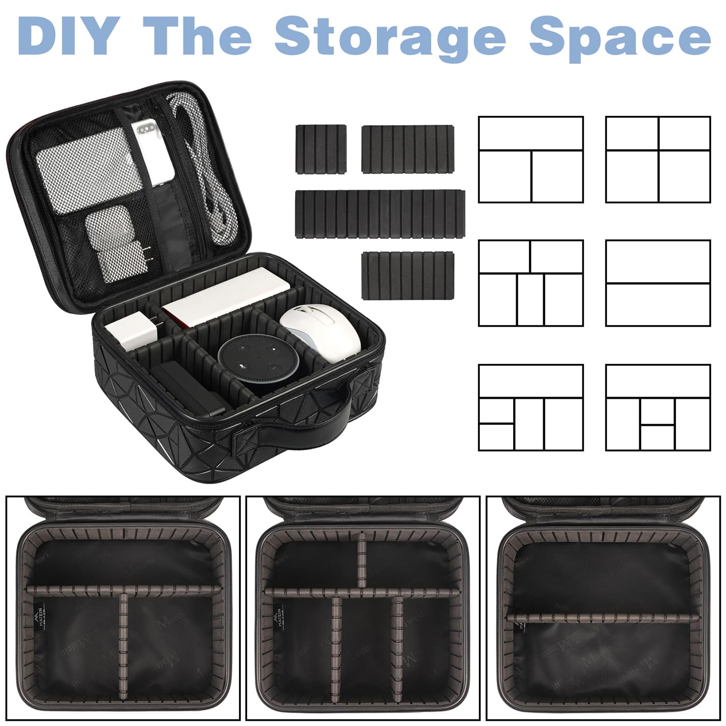 Waterproof Travel Electronic Organizer Bag with Adjustable Divider
