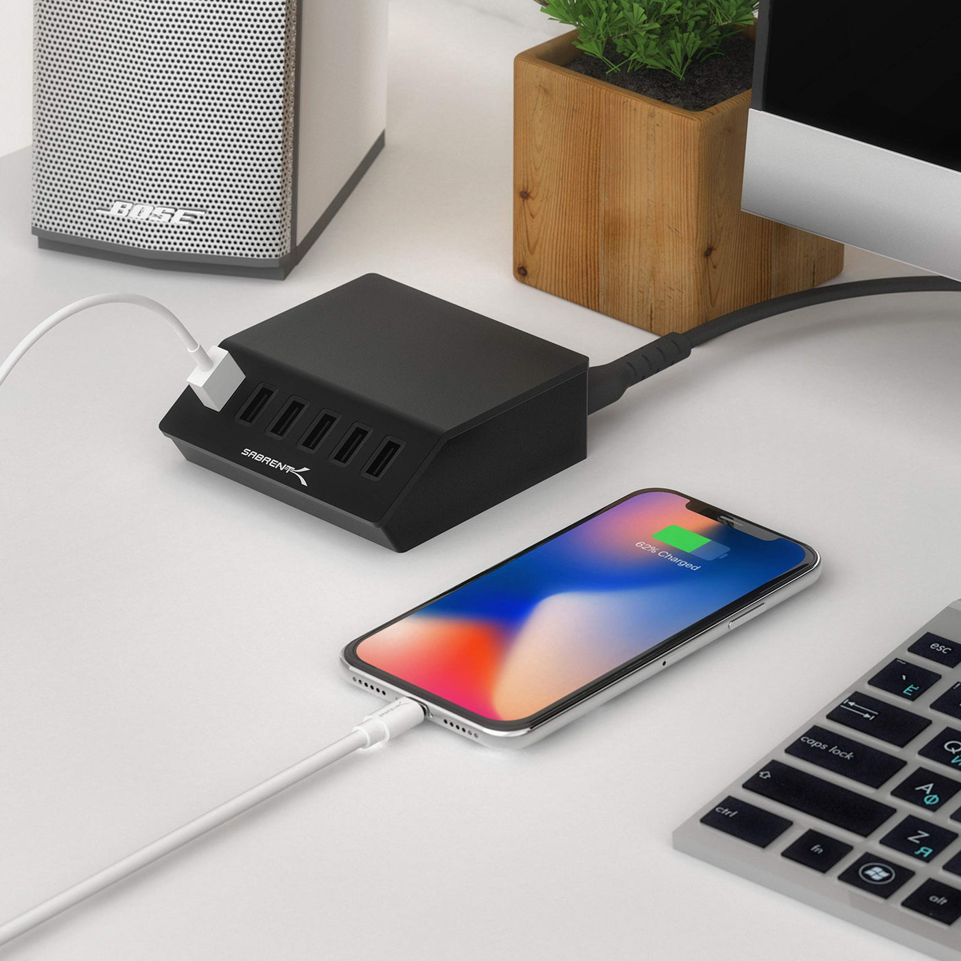 252W 8 Port USB C USB A Desktop Charger with Real Display