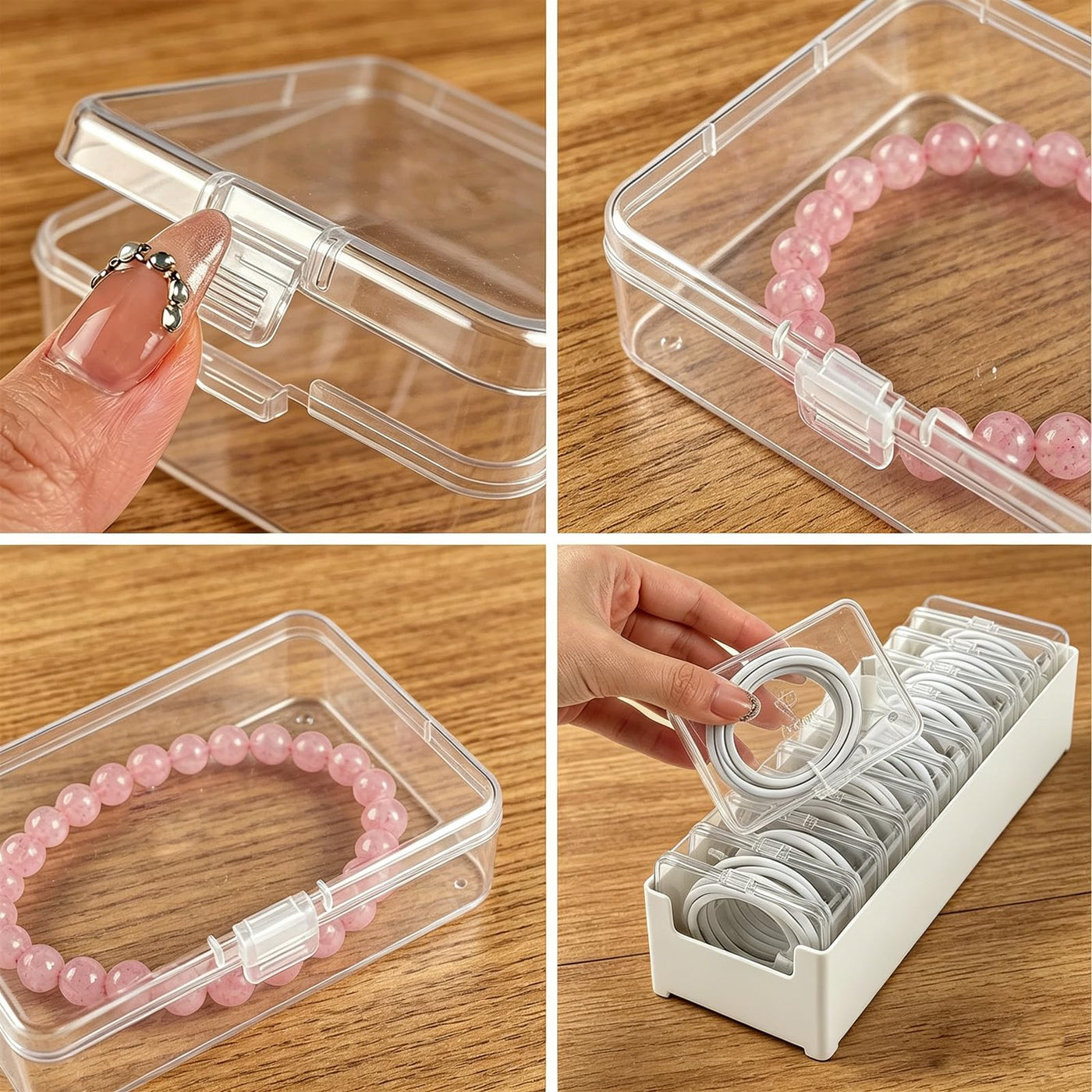2 Pack Cable Organizer Box with 22 Mini Clear Cord Storage Cases