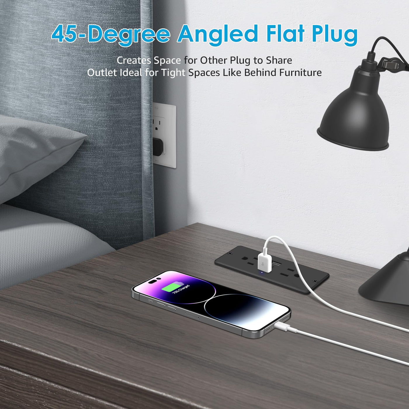 5 in 1 Recessed Power Strip 20W USB C Furniture Outlet Flat Plug