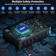 8 Port USB C Fast Charging Station Charger Block