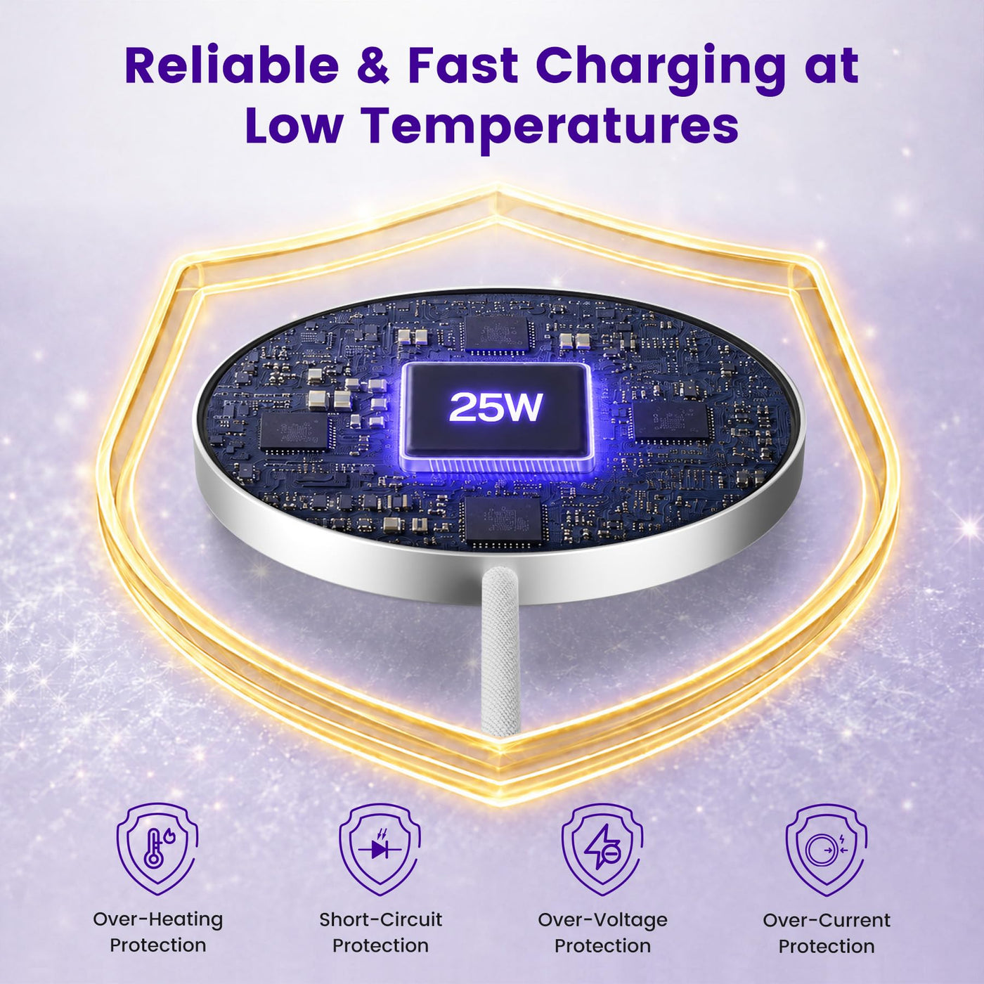 25W Magnetic Wireless Charging Pad Slim Portable Fast Charger