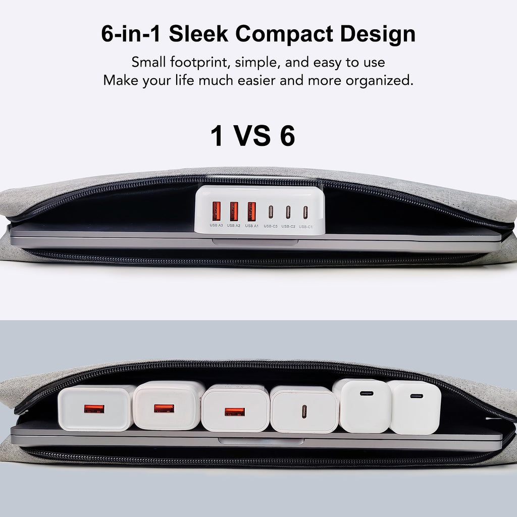 100W GaN 6 Port USB C Fast Charging Station Cube Wall Charger