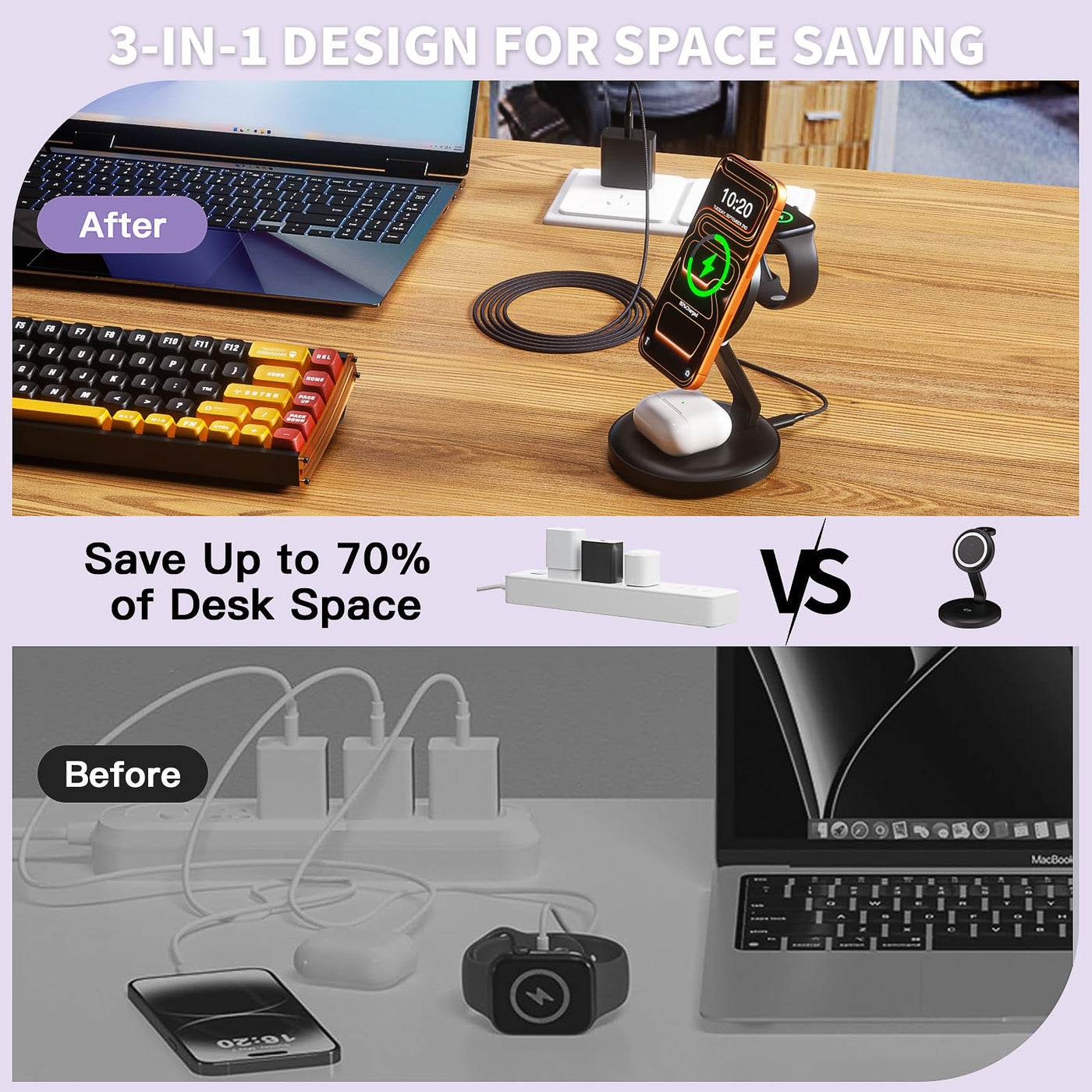 15W 3 in 1 Foldable Magnetic Wireless Charging Station