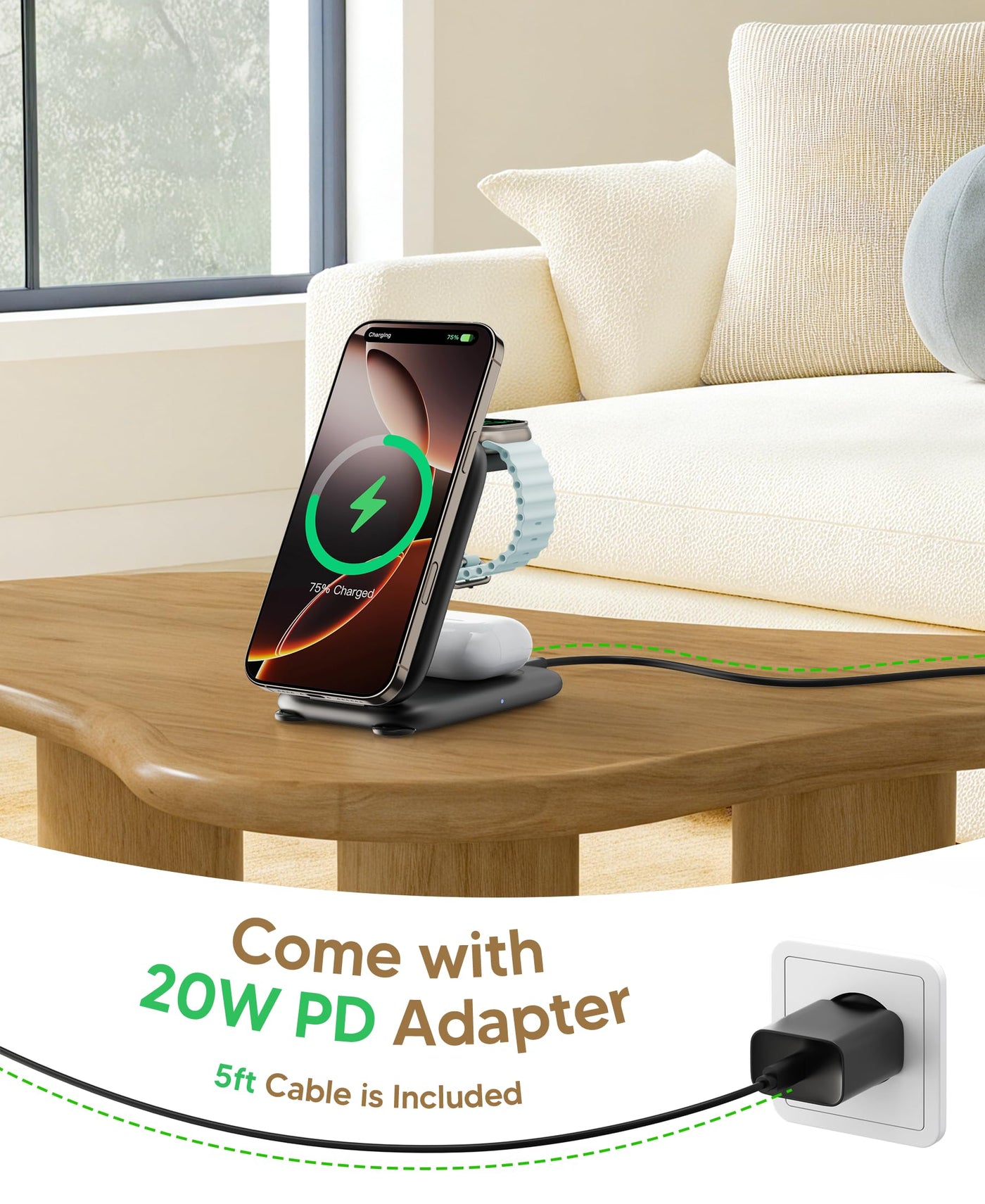 3 in 1 Magnetic Fast Wireless Charging Station for Travel