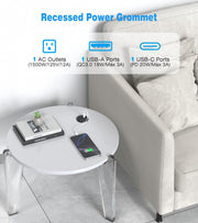 Recessed Desk Power Grommet with 1 AC Outlet and 2 USB Ports