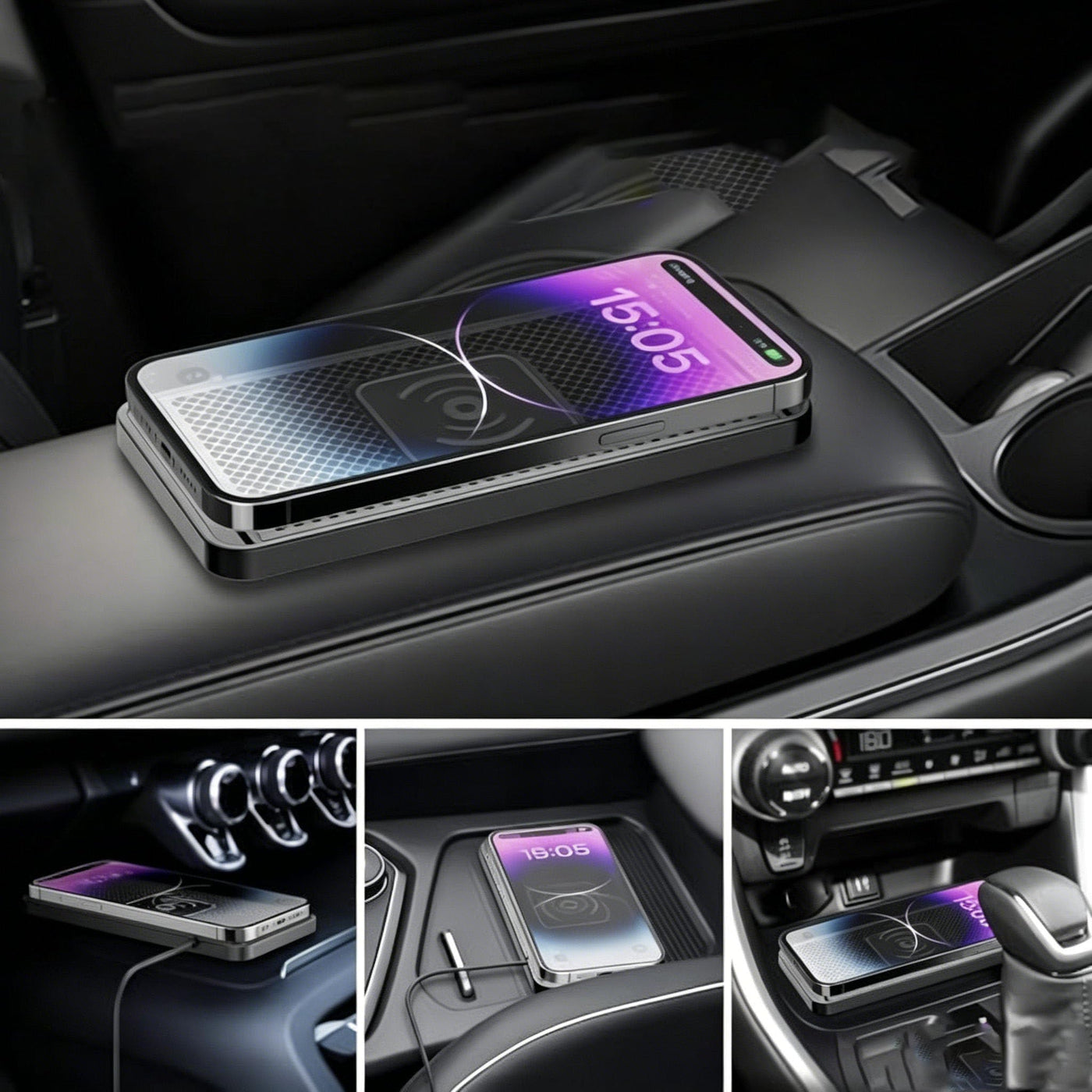 Wireless Induction Charging Pad Non Slip Dashboard Phone Charger