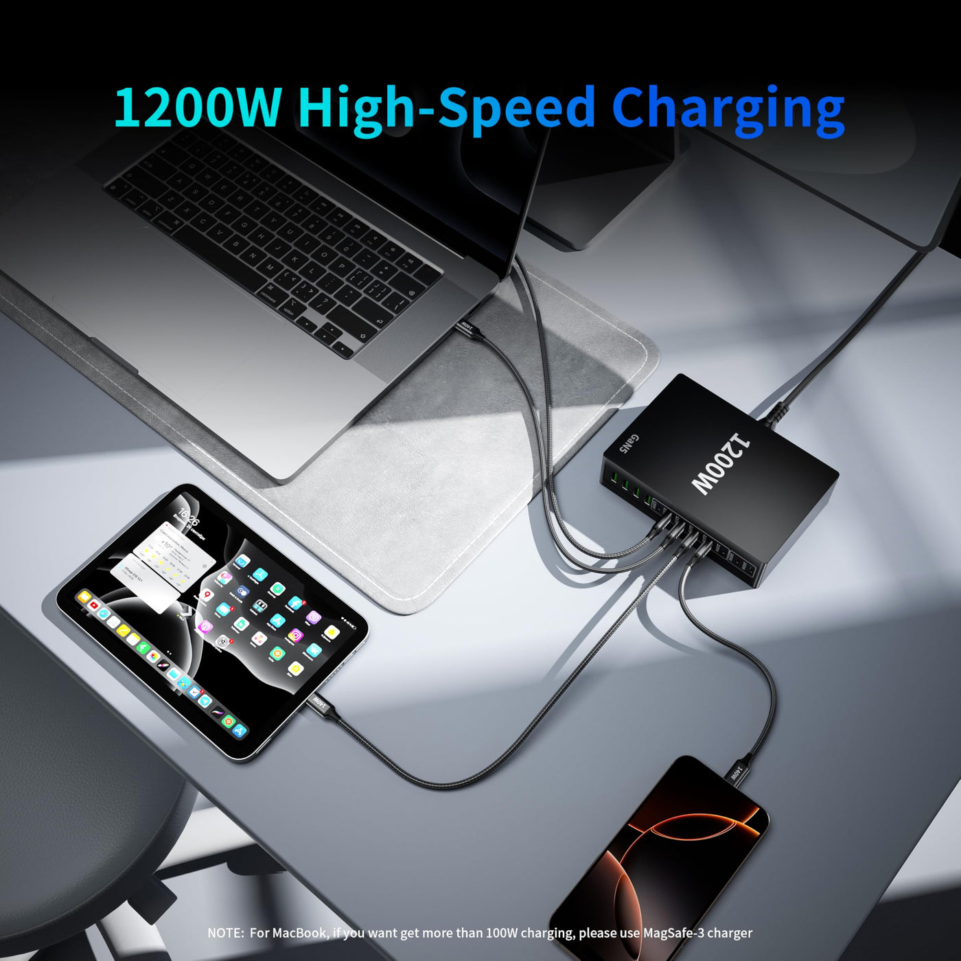 1200W USB C 12 Port Fast Charging Station PD 140W Laptop Charger