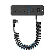65W Recessed Power Strip with Retractable Spring Cord