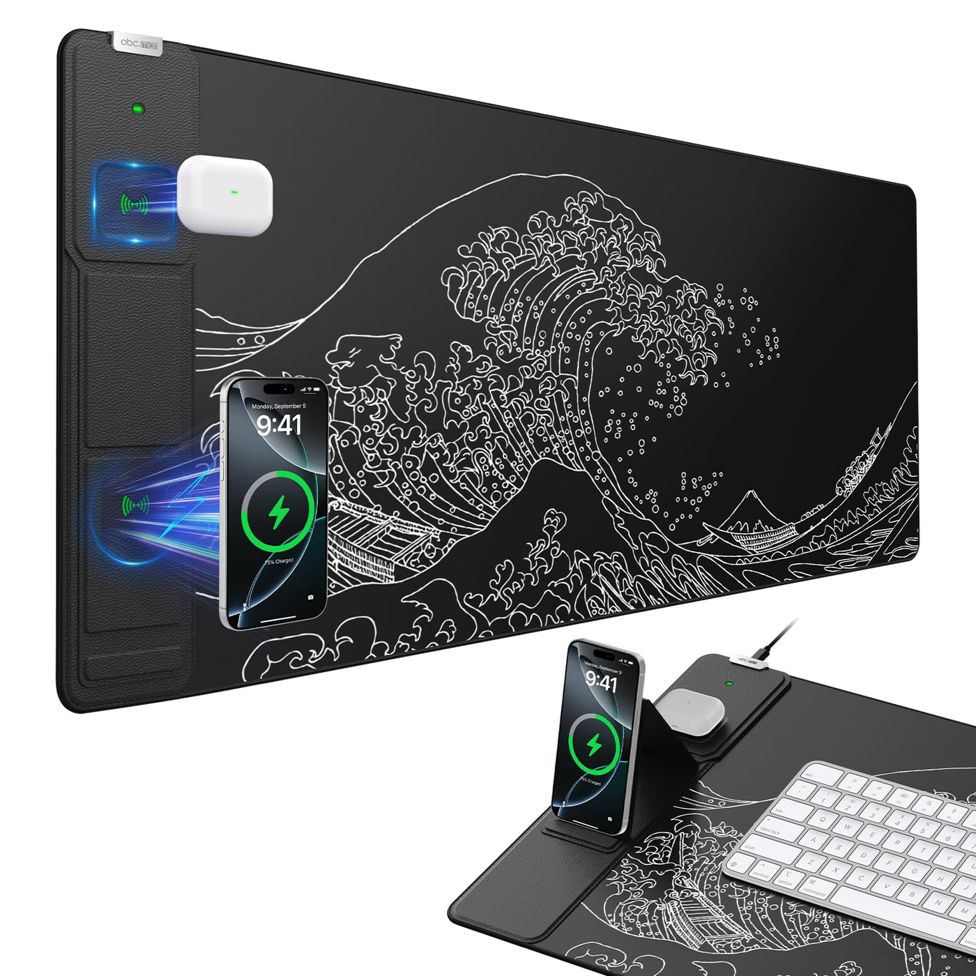 15W Fast Wireless Charging Mouse Pad Large Gaming Desk Mat